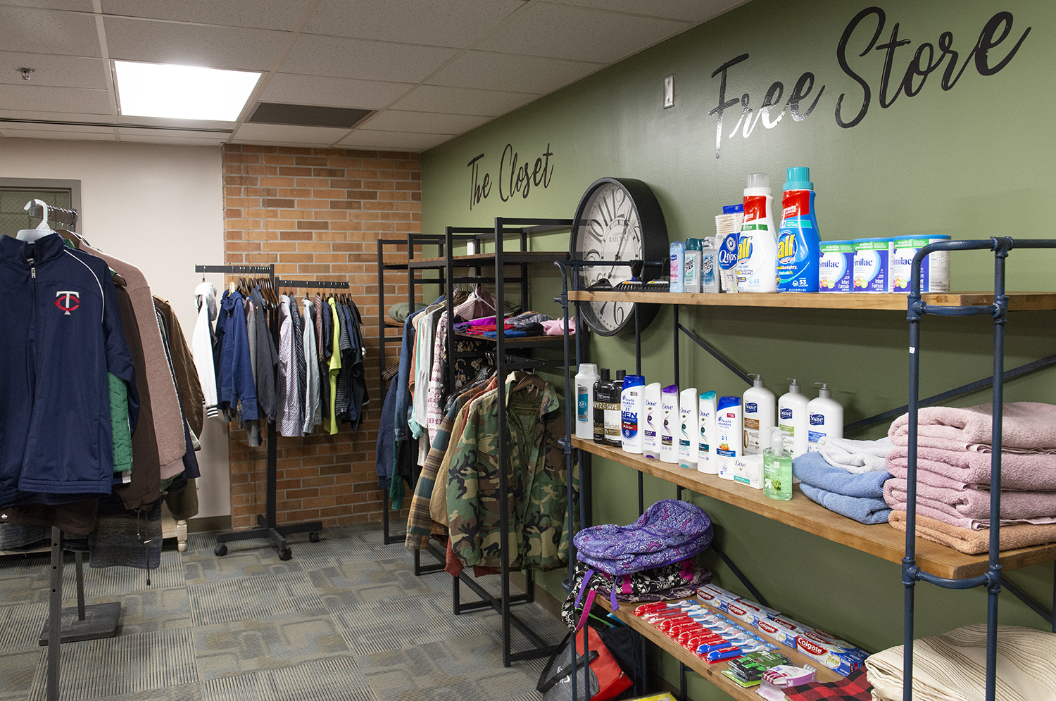 Common household items, jackets and school supplies available in the NTC Closet Free Store