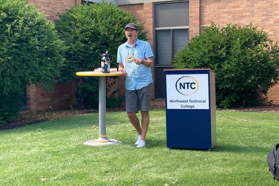 Michael Dahl addresses the crowd at the AIRC Day of Welcome at NTC on Aug. 24