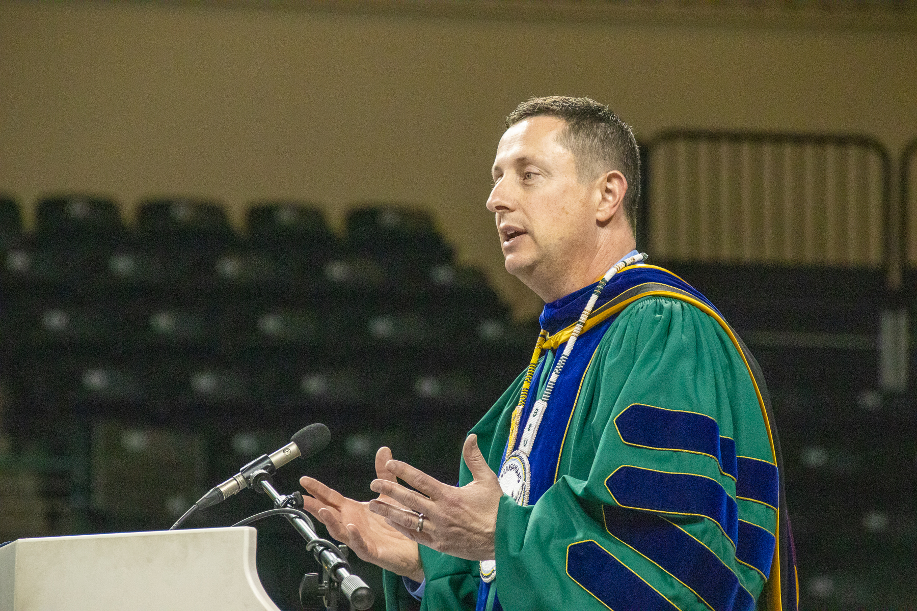 President John Hoffman speaks to attendees of NTC's commencement ceremony