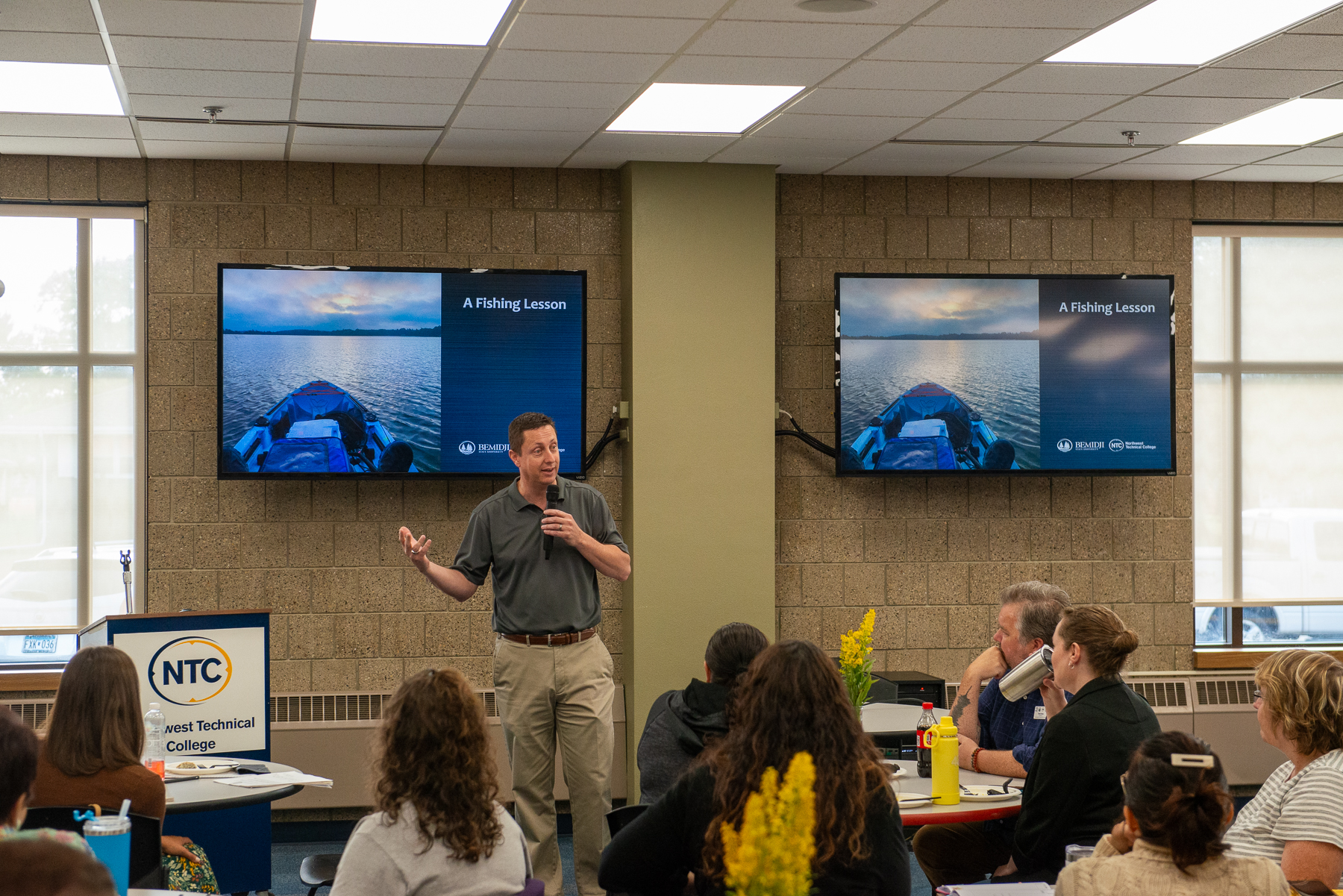 President Hoffman speaks to NTC staff members