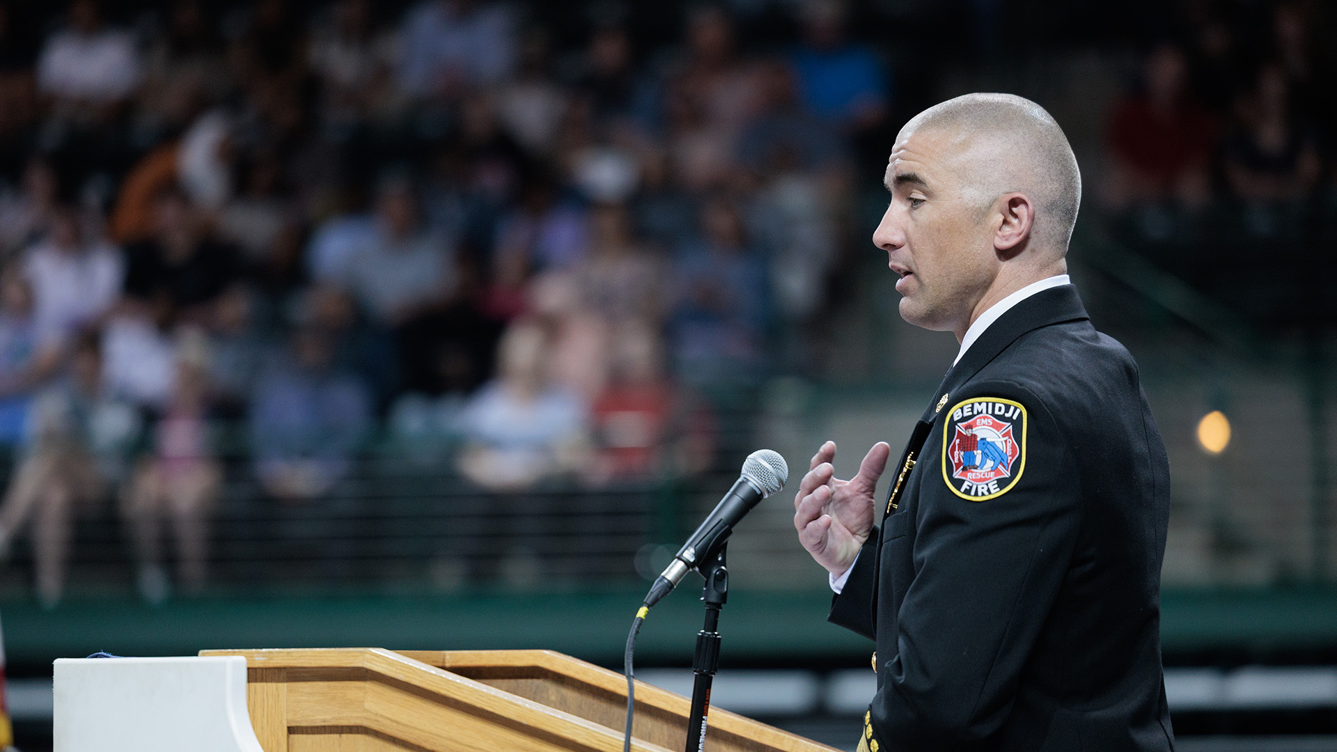 2025 NTC IMPACT Award recipient Justin Sherwood addresses graduates at Commencement