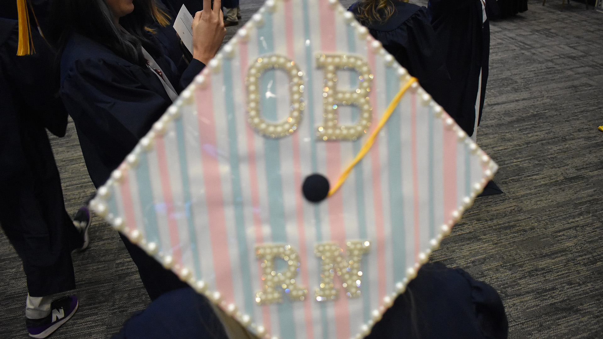A mortar board at NTC's 2026 Commencement.