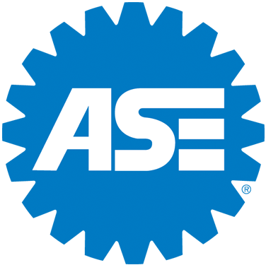 ASE logo, blue wheel