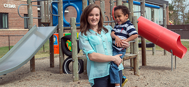 BSU student Miranda Rose and her son, Kamden, moved into Cedar Apartments in 2012. Miranda is graduating from BSU in May with a degree in nursing.