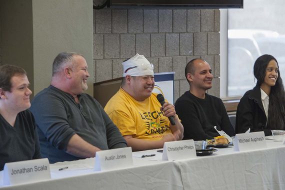 NTC Students Discuss Experiences at Student Diversity Panel L to R: Austin Jones, Christopher Phelps, Michale Auginash, Jonathan Burnett and Ester Olson
