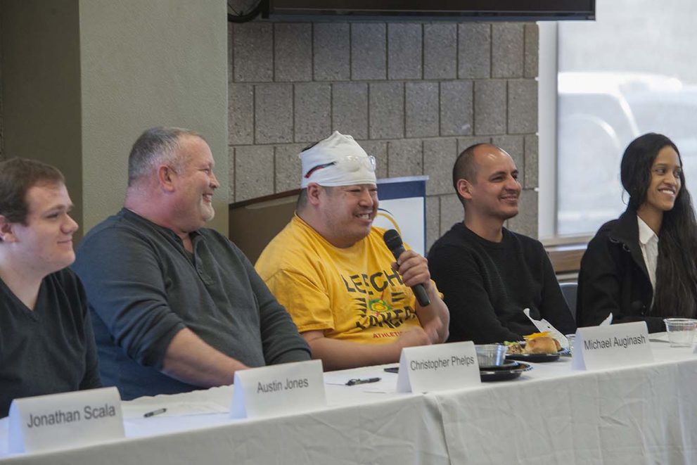 L to R: Austin Jones, Christopher Phelps, Michale Auginash, Jonathan Burnett and Ester Olson
