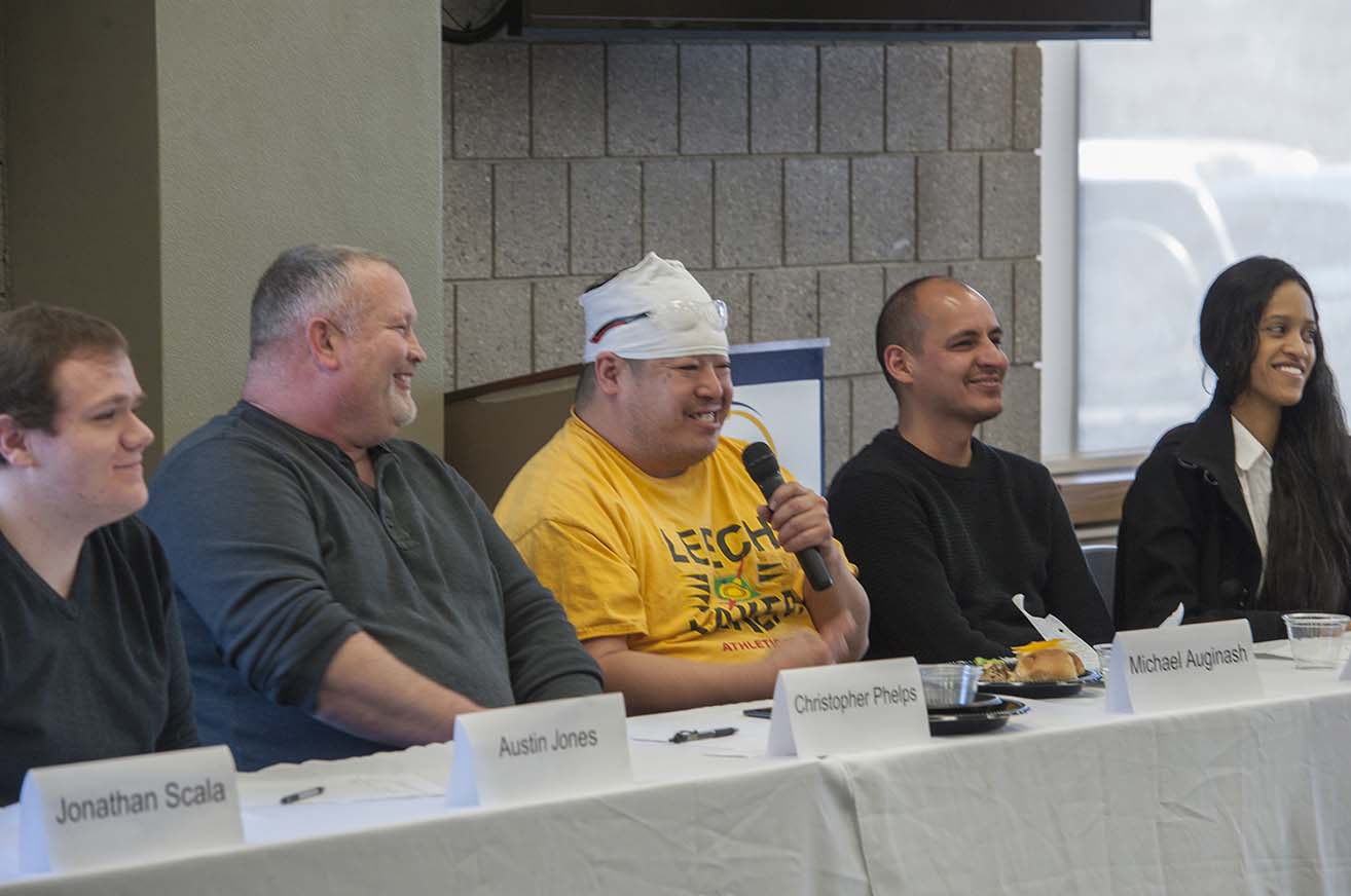 L to R: Austin Jones, Christopher Phelps, Michale Auginash, Jonathan Burnett and Ester Olson