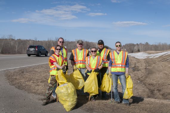Gallery: NTC Student Senate Adopt-a-Highway Cleanup on US 71 From left to right: Breanna Corbin (Electrical Construction and Maintenance) from Kelliher, Shane Jensen (NTC Staff), Mark Stodola (Automotive Service and Performance) from Blackduck, Mackenzie Scraper (Practical Nursing) from Fargo ND, Jake Erickson (Automotive Service and Performance) from Minnetonka, and Matthew Fank (Childcare & Education and Young Child Education) from Bemidji.