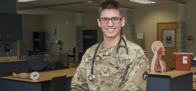 Sebastian Parker in the nursing lab at NTC