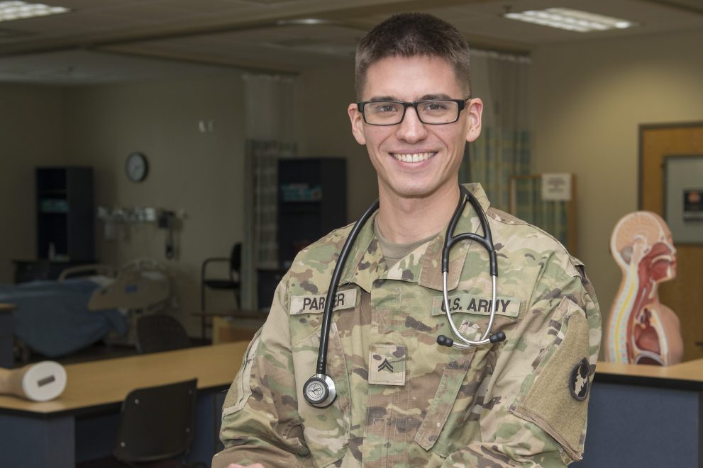 Sebastian Parker in the nursing lab at NTC