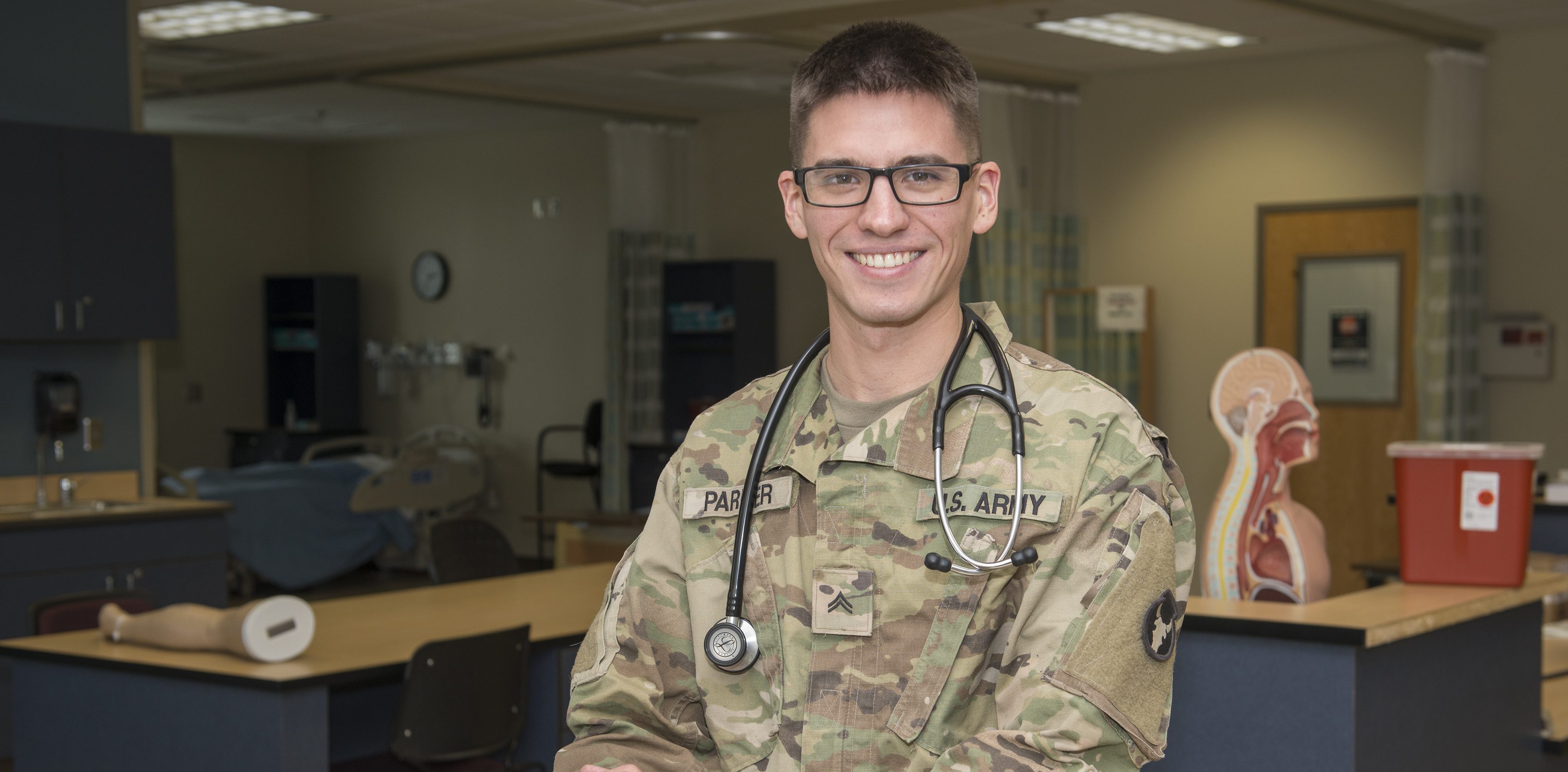 Sebastian Parker in the nursing lab at NTC