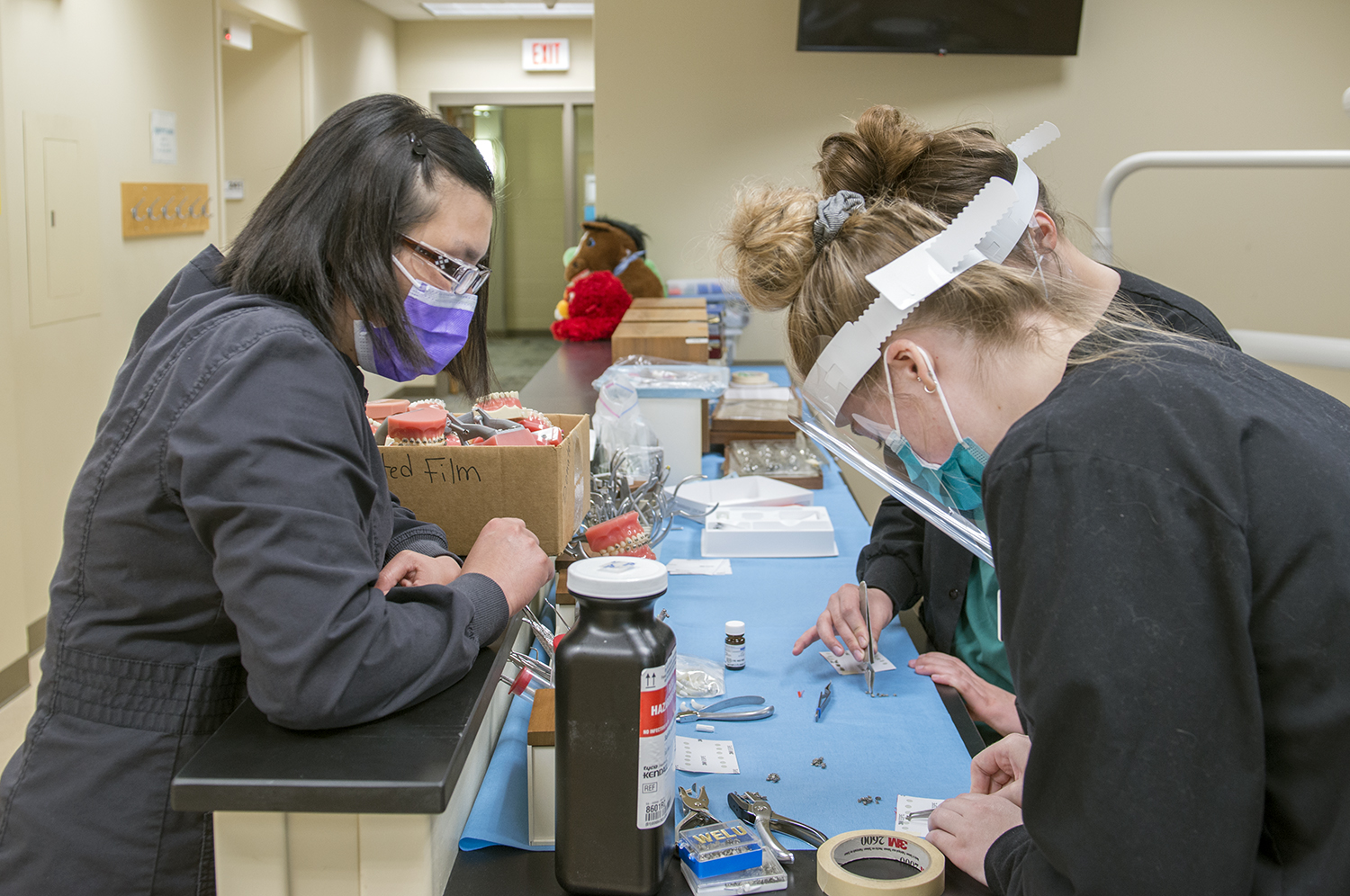 Students back in the dental lab.