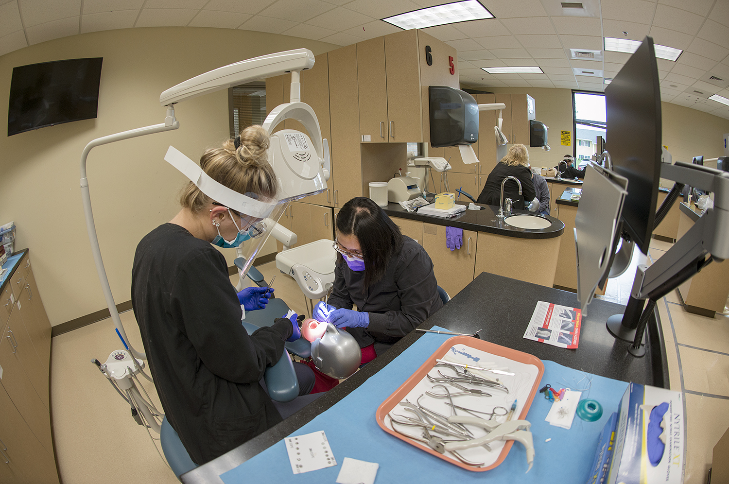 Students back in the dental lab.