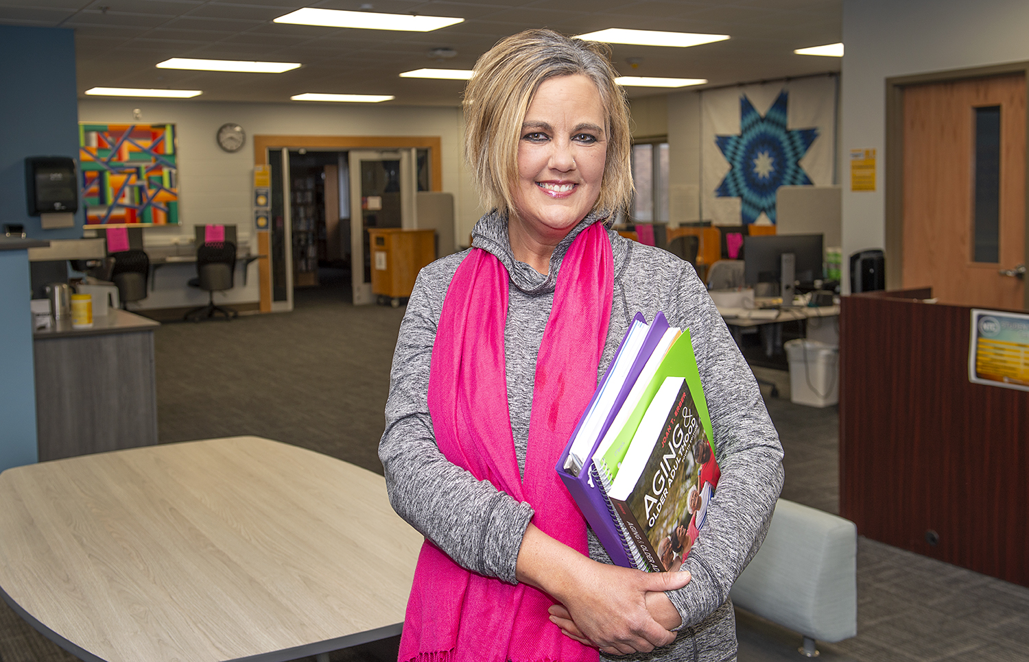 Kari Kuechenmeister, a nontraditional student at Northwest Technical college earns a health science degree and certificates in gerontology and community health.