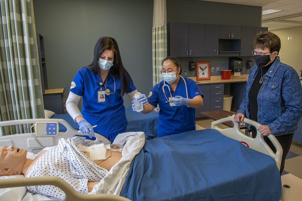 Northwest Technical College nurses in nursing lab