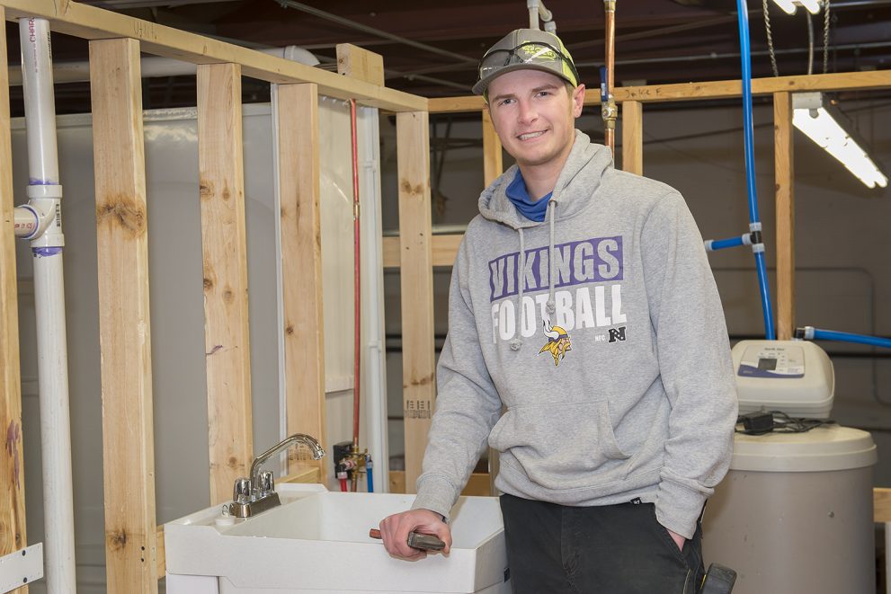 Steven Kemp in the plumbing lab