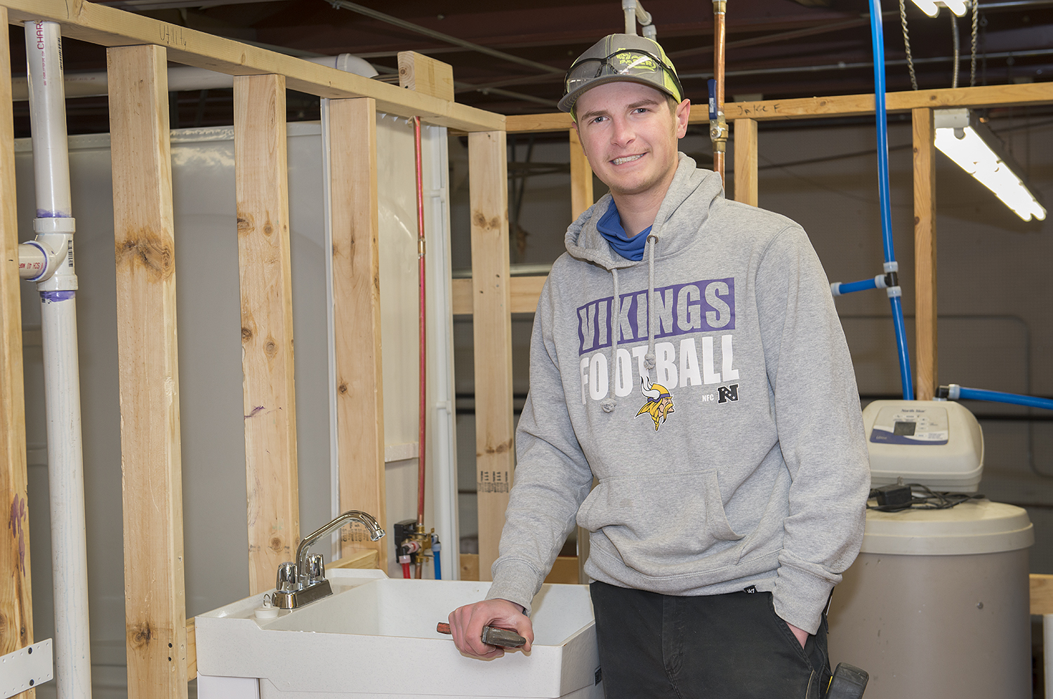 Steven Kemp in the plumbing lab