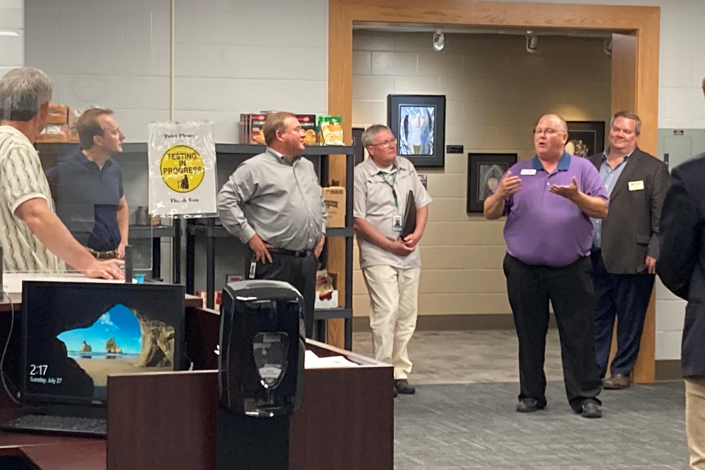 Monty Johnson, dean of skilled trades, business and industry, discussing NTC's programs in the Student Success Center.