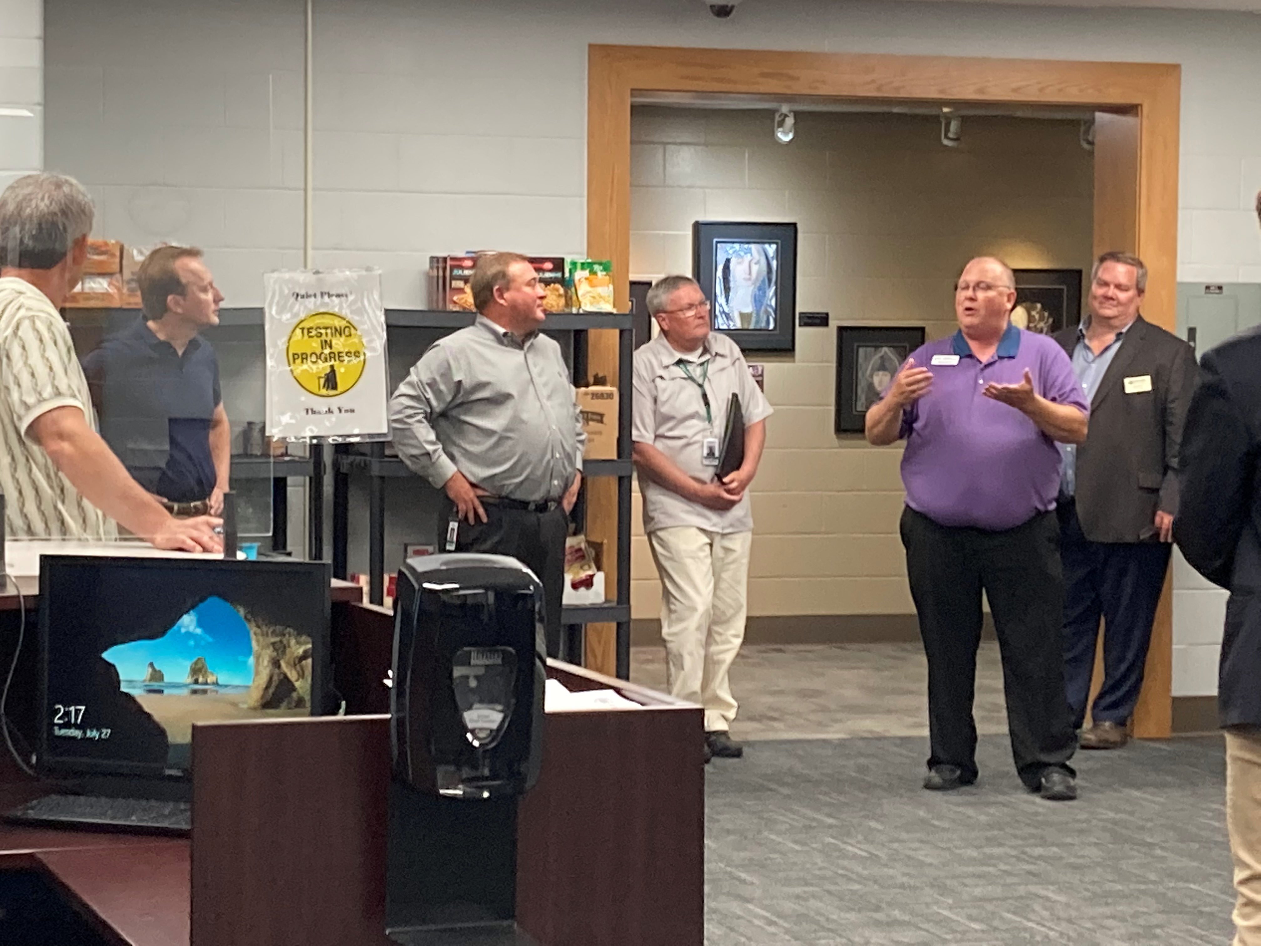 Nortech Industry Leaders Visit Bemidji’s Technical College Monty Johnson, dean of skilled trades, business and industry, discussing NTC's programs in the Student Success Center.