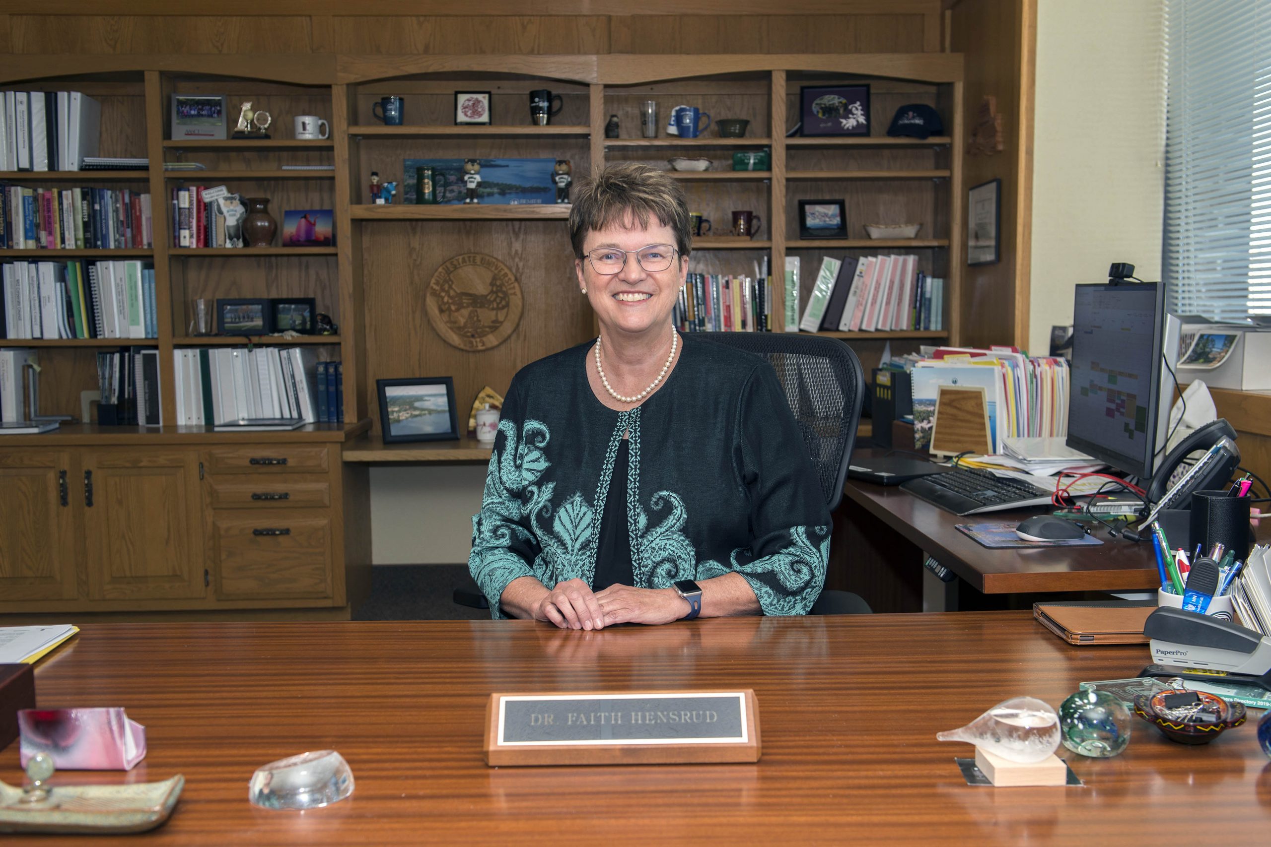 President Faith C. Hensrud in the BSU Presidential Office