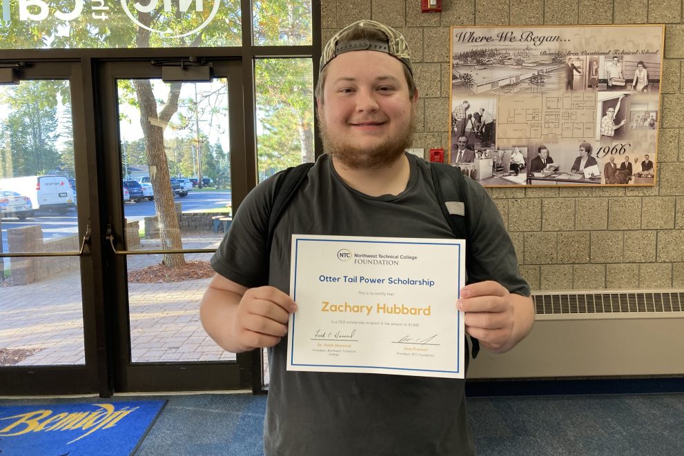 Zachary Hubbard, Otter Tail Power Scholarship award recipient