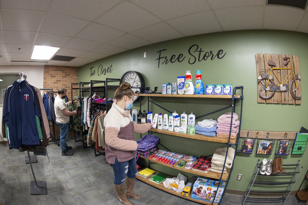 A student shopping at Northwest Tech's Free Store