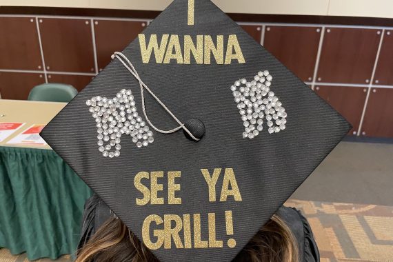 Northwest TechClass of 2022 graduation cap that says "I wanna see ya grill!"