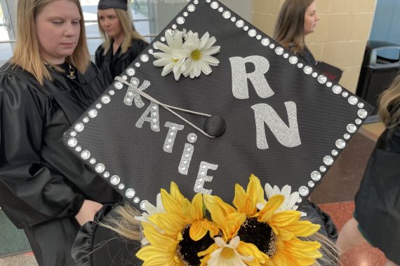 Northwest Tech Class of 2022 graduation cap that says "RN Katie"