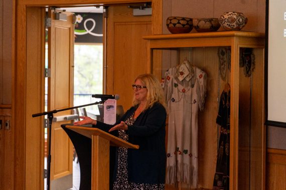 Cynthia Cashman speaking at the retirement reception