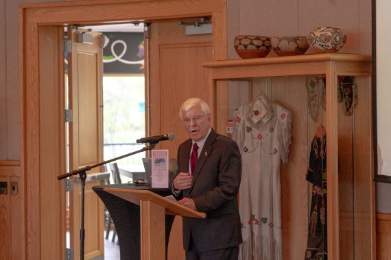 Trustee Roger Moe speaking at the retirement reception