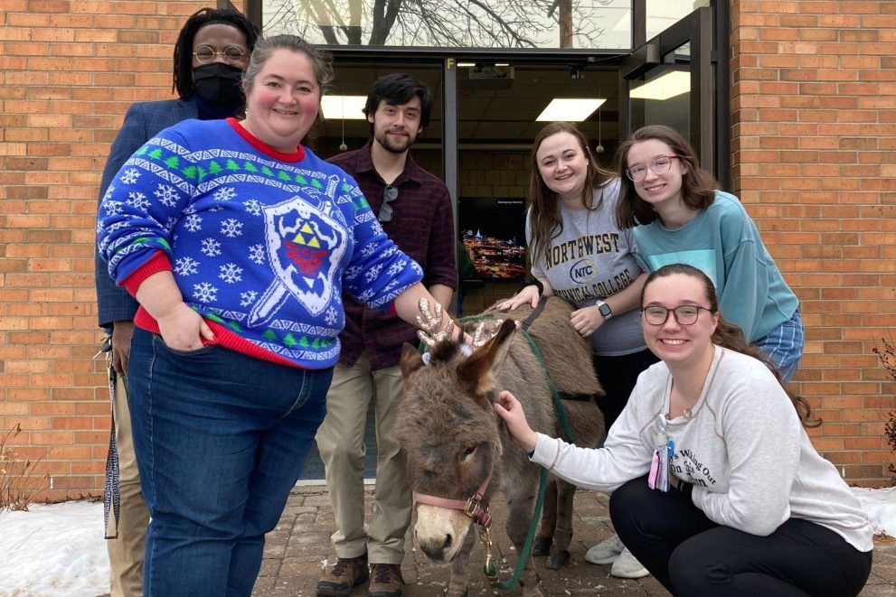 Cleo the miniature donkey made an appearance at NTC's de-stress with pets event