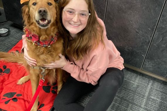 NTC students play with dogs and cats during the college's de-stress with pets event on Dec. 13