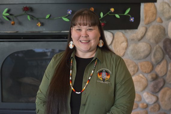 Chrissy Downwind in the gathering room of the American Indian Resource Center
