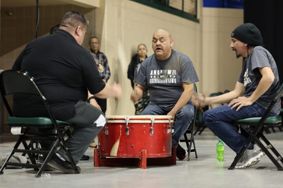 A traditional Ojibwe drum was an important part of the ceremony