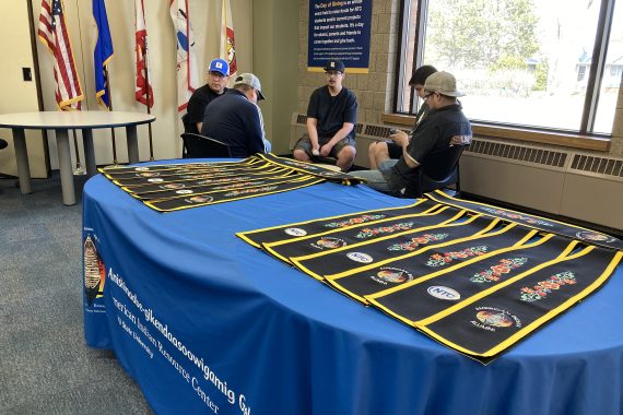 A photo of the special stoles presented to NTC's American Indian students