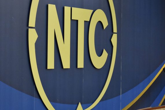 NTC logo wall in the college's Community Commons.