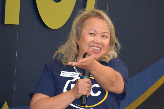 Dr. Ketmani Kouanchao, NTC executive vice president, speaks at the college's 2023 Fall Welcome Day.