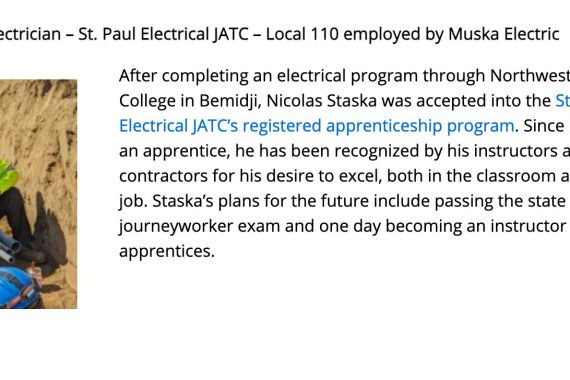 NTC Alumnus Named an "Apprentice of the Day" by Dept. of Labor & Industry